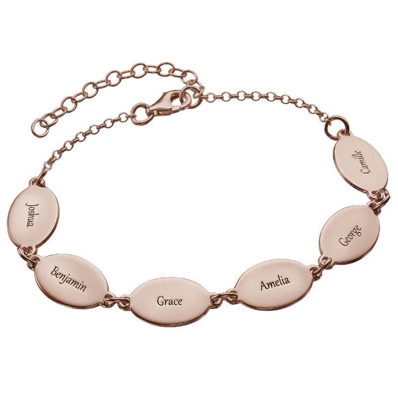 Rose Gold Plated Mom Bracelet With Kids Names - Oval Design-6 product photo