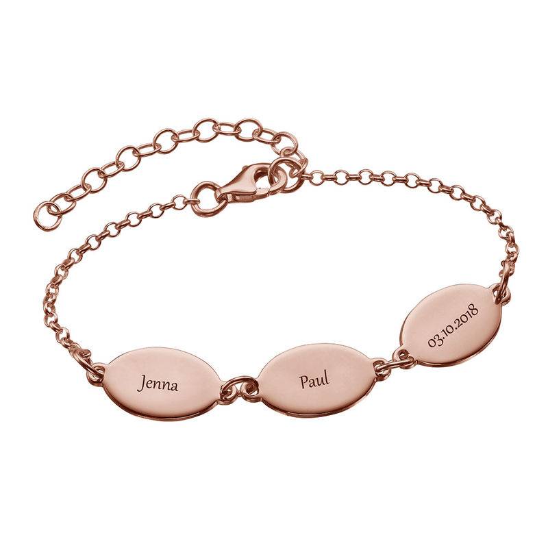 Rose Gold Plated Mom Bracelet With Kids Names - Oval Design-4 product photo