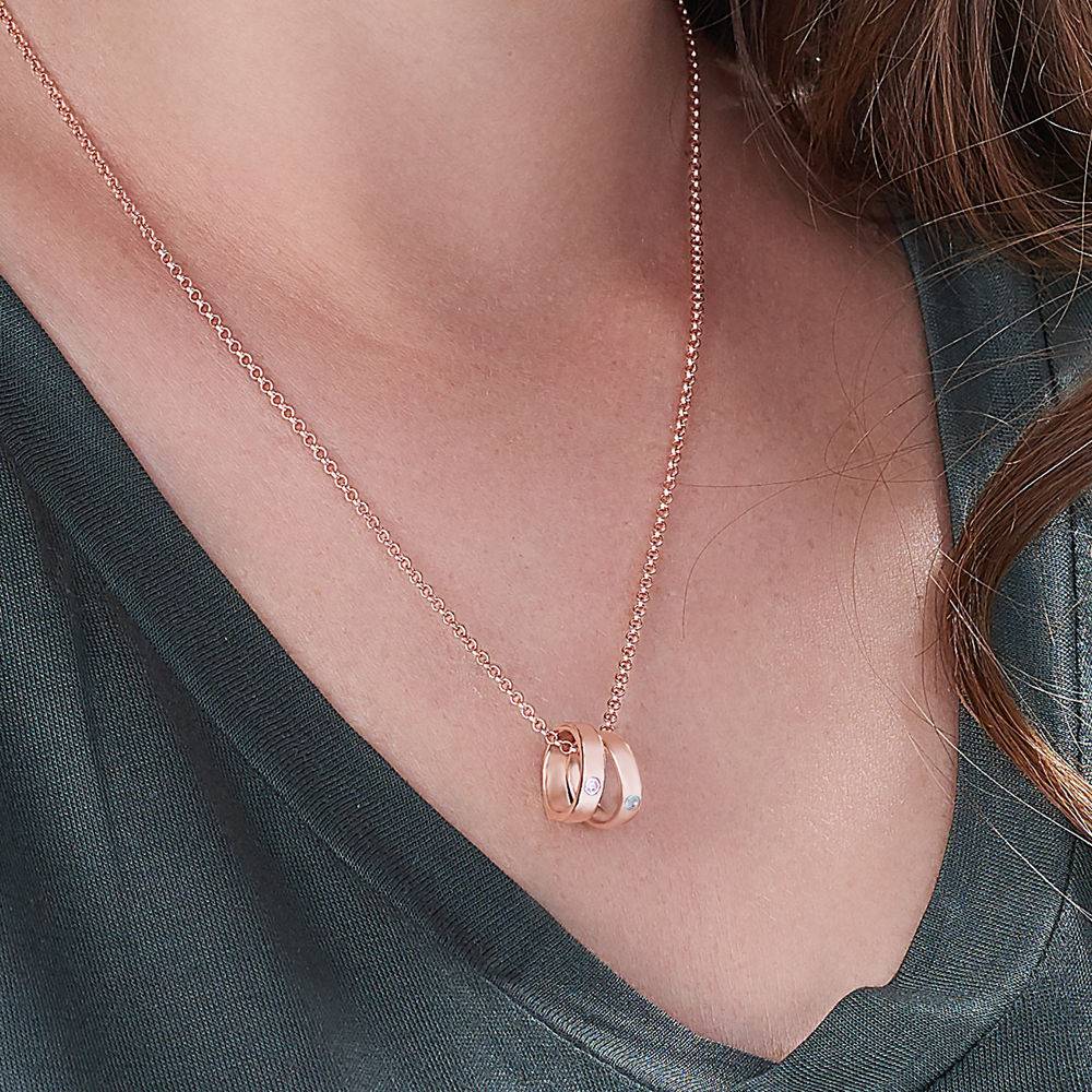 Mother Ring Necklace with Engraving - Rose Gold Plating-4 product photo