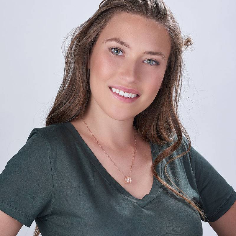 Mother Ring Necklace with Engraving - Rose Gold Plating-2 product photo