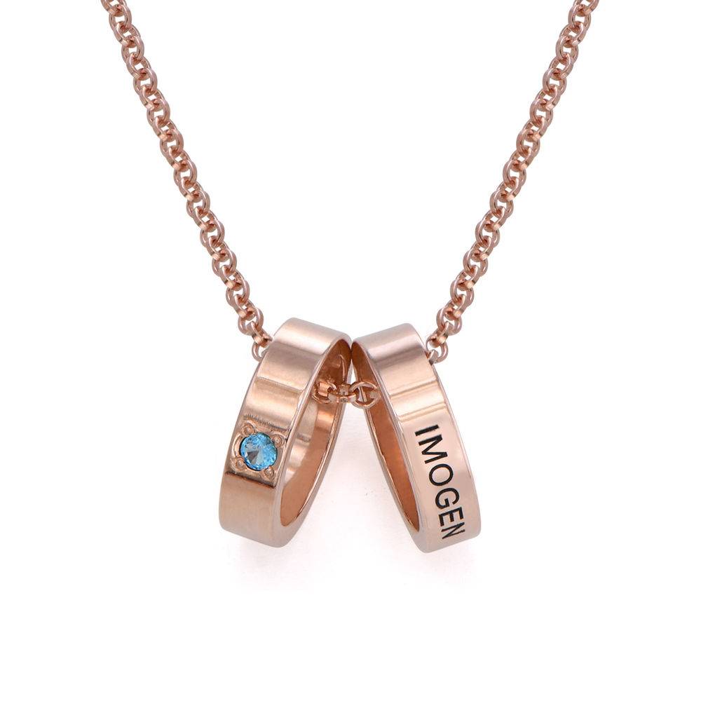 Mother Ring Necklace with Engraving - Rose Gold Plating-3 product photo