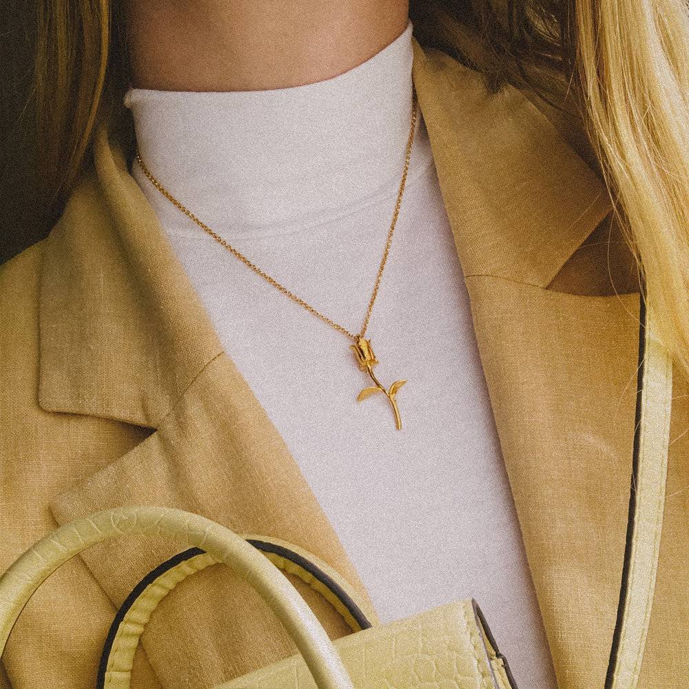 Rose Pendant Necklace with Initials in Gold Plating-3 product photo