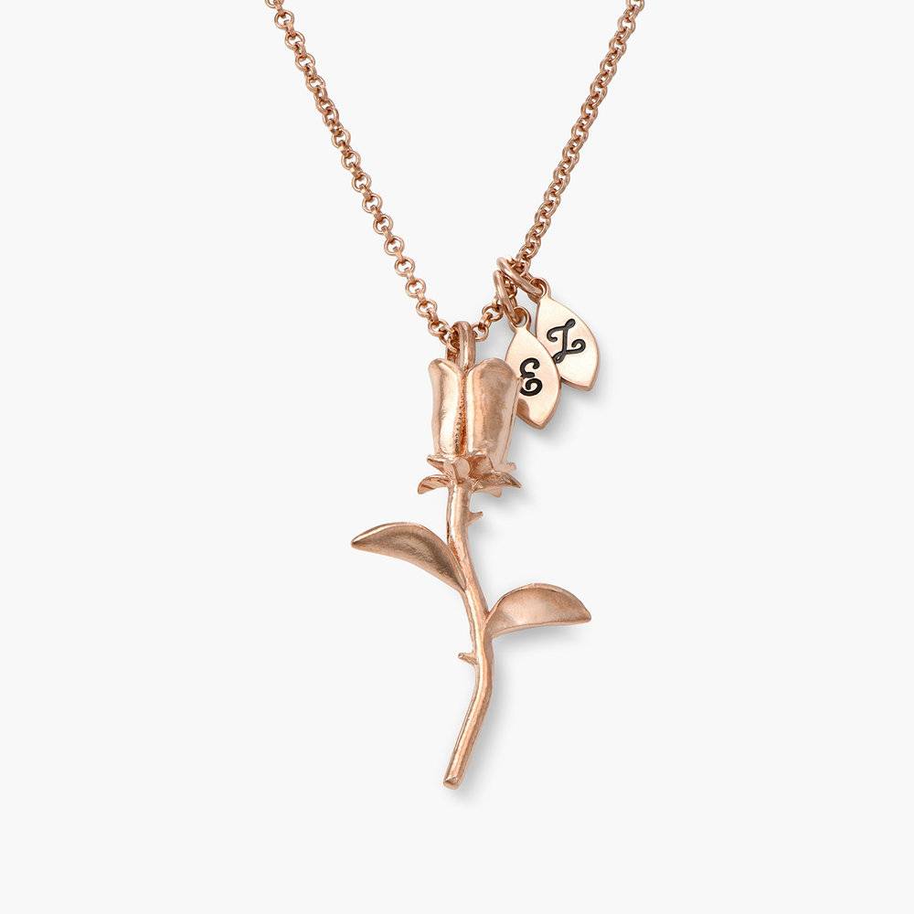 Rose Pendant Necklace with Initials in Rose Gold Plating-4 product photo