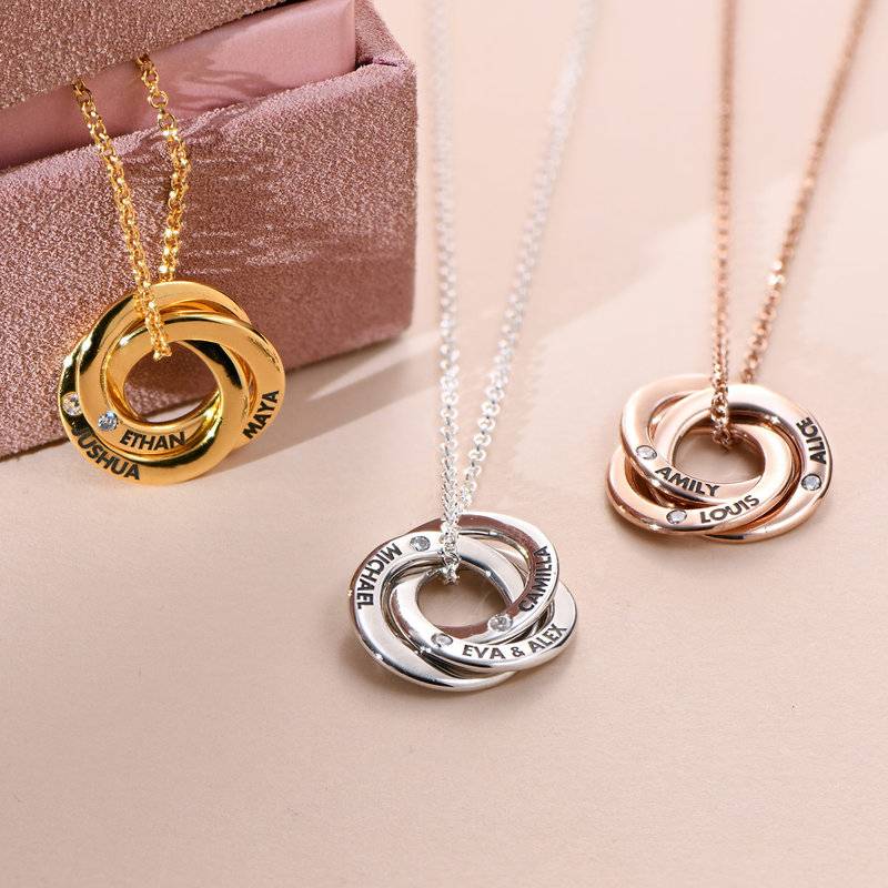 Russian Ring Necklace with Cubic  Zirconia in Gold Plating-1 product photo