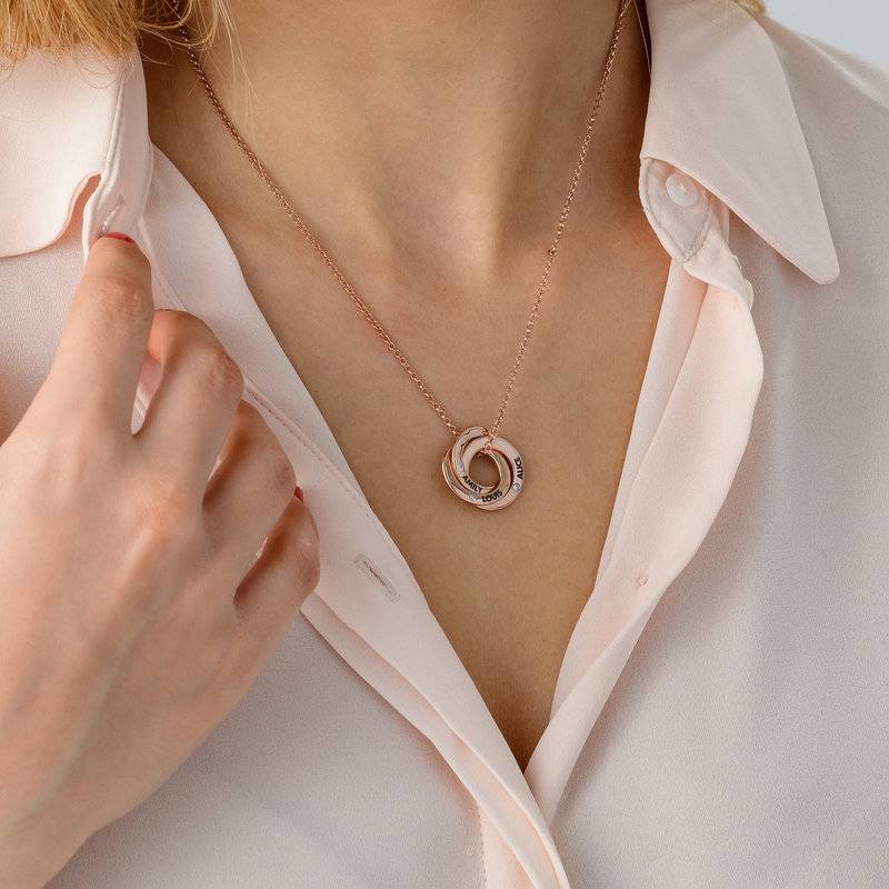 Russian Ring Necklace with Cubic  Zirconia in Rose Gold Plating-2 product photo