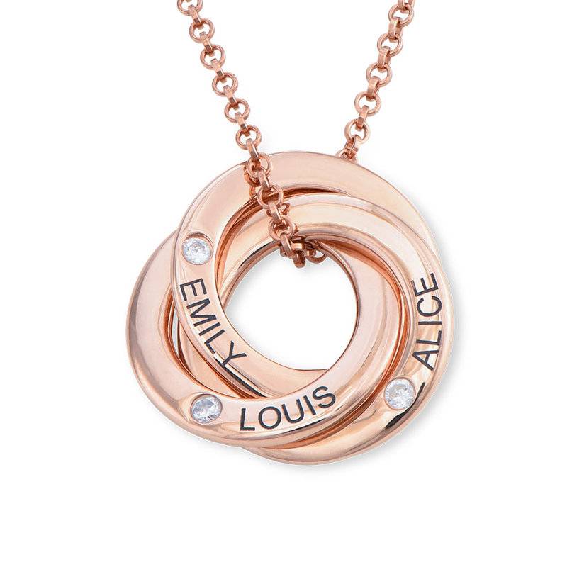 Russian Ring Necklace with Cubic  Zirconia in Rose Gold Plating-1 product photo
