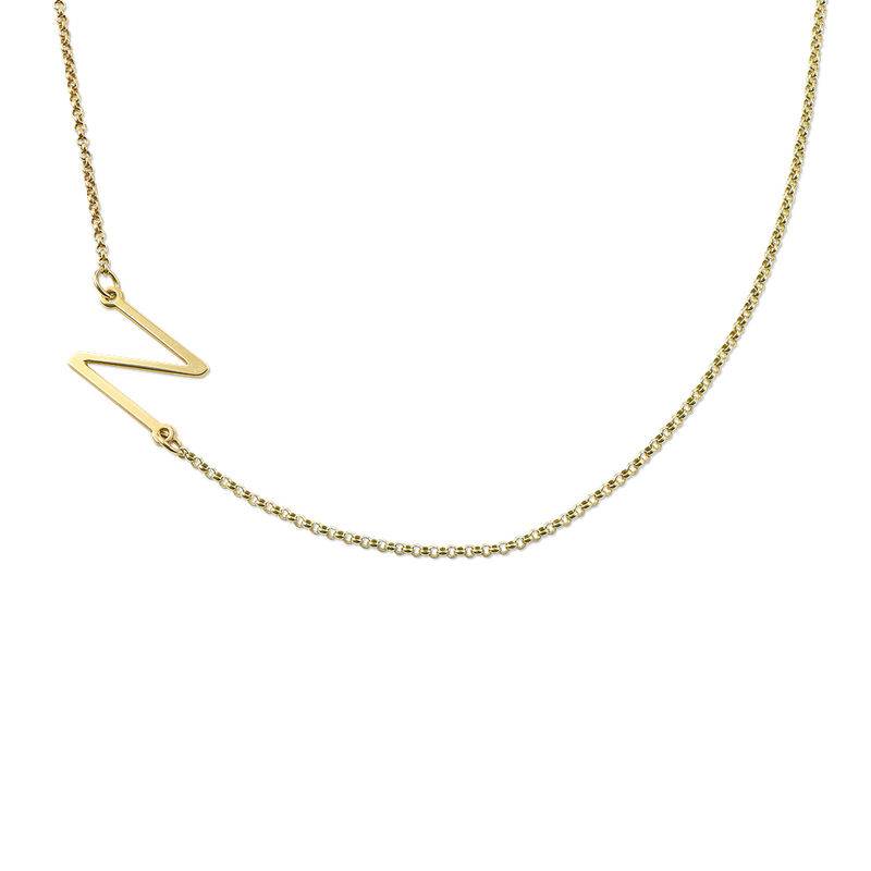 Sideways Initial Necklace in Gold Plating-4 product photo