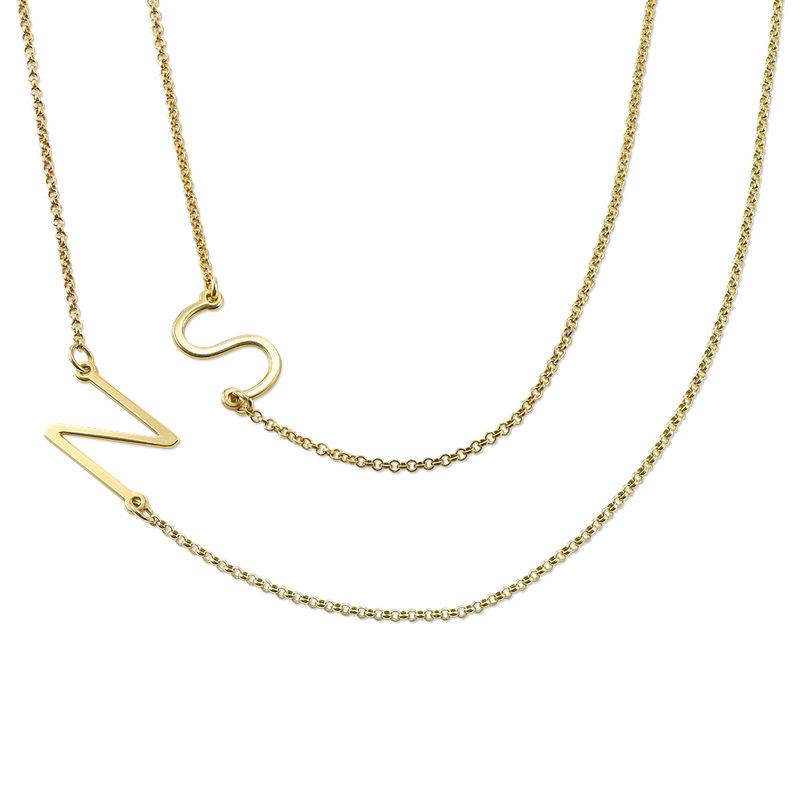 Sideways Initial Necklace in Gold Plating-2 product photo