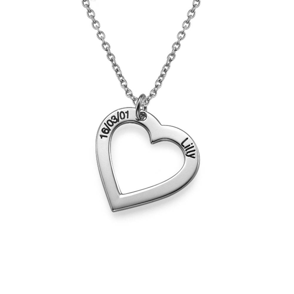 Silver Engraved Heart Necklace-1 product photo
