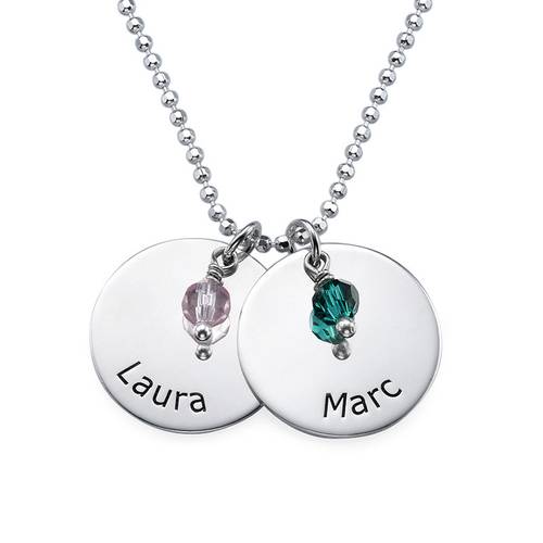 Sterling Silver Disc Necklace with Birthstones product photo
