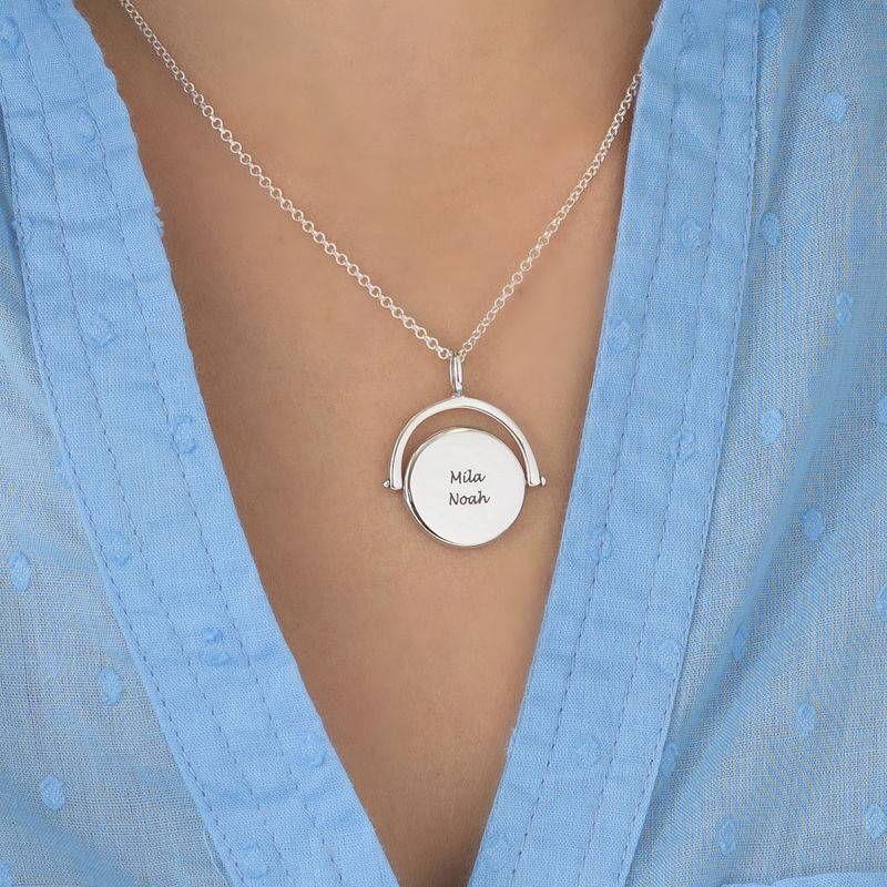 Spinning Engraved Necklace in Silver-2 product photo