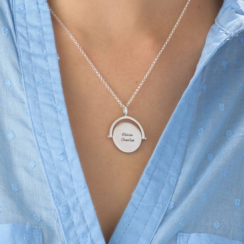 Spinning Infinity  Pendant Necklace in Silver-3 product photo