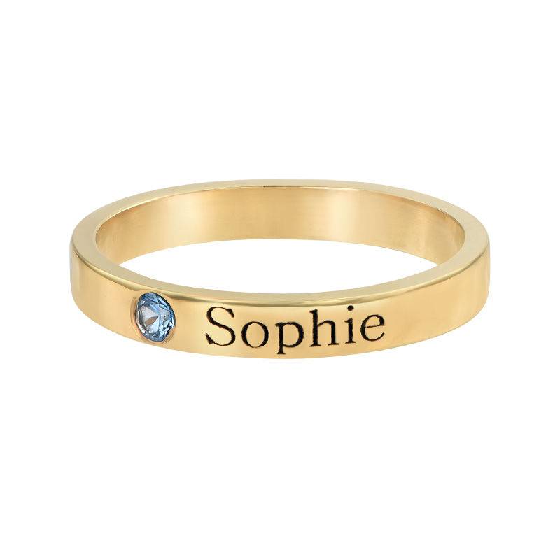 Stackable Birthstone Name Ring - 14K Yellow Gold-2 product photo