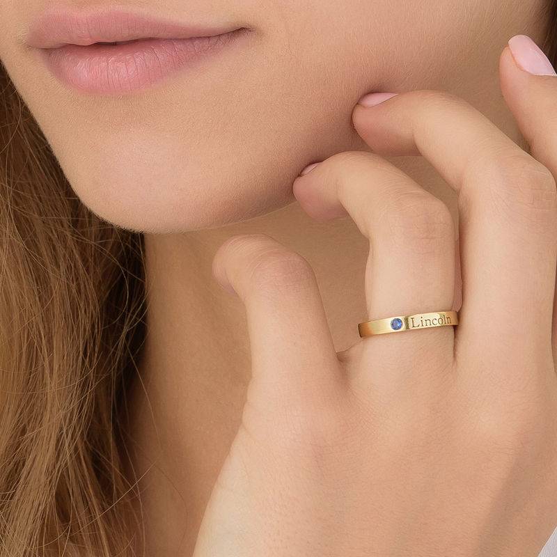 Stackable Birthstone Name Ring - 18k Gold Plated-4 product photo