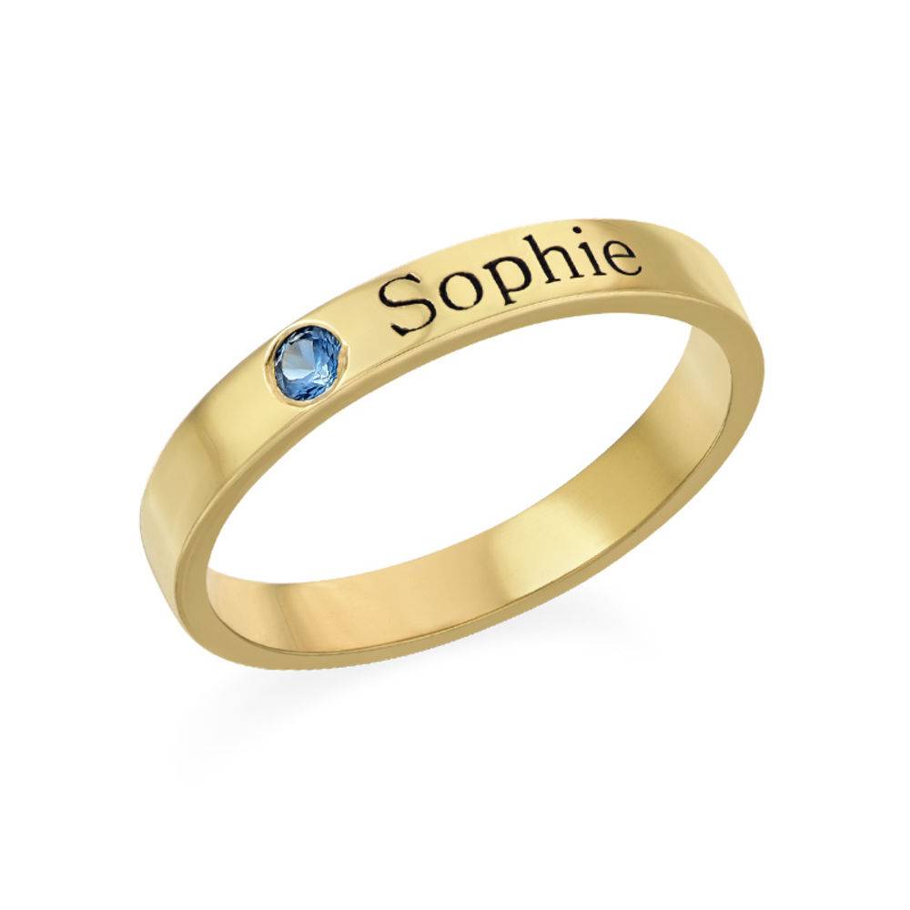 Stackable Birthstone Name Ring - 18k Gold Plated-2 product photo