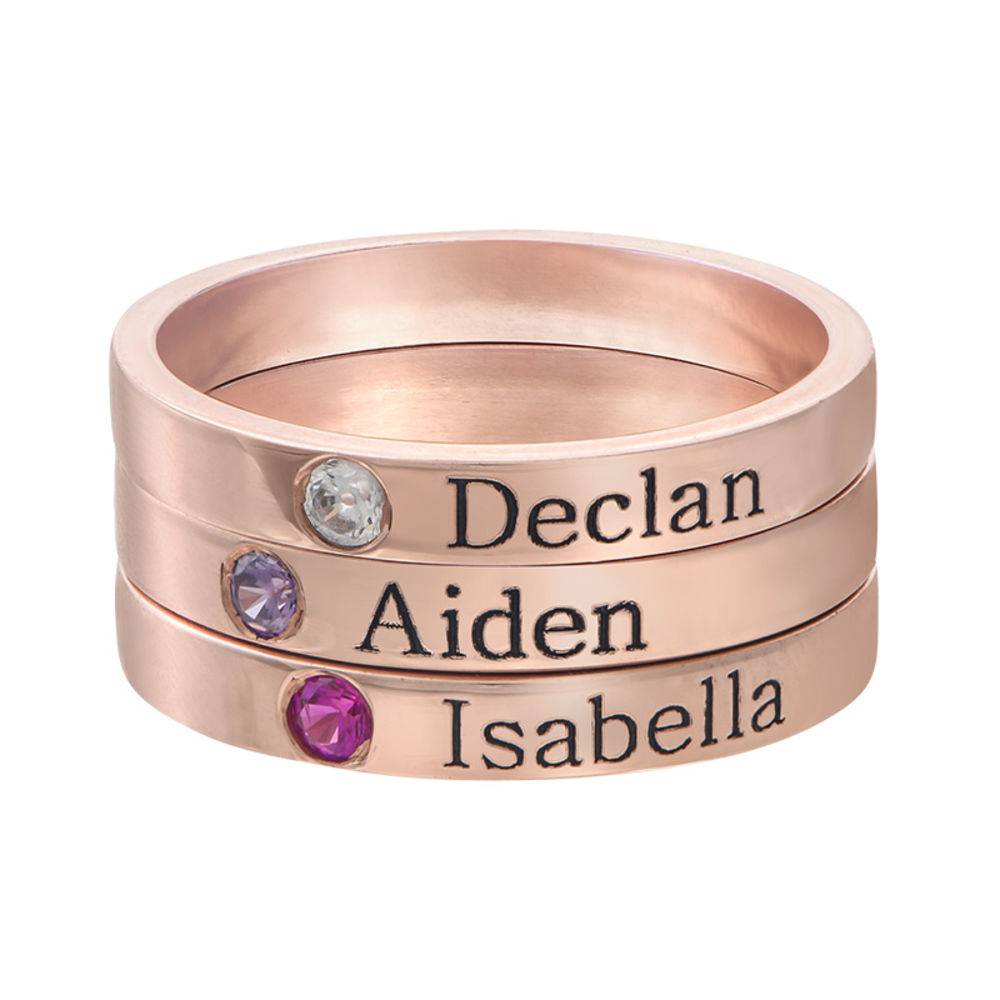 Stackable Birthstone Name Ring - 18k Rose Gold Plated-1 product photo