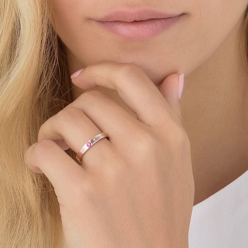 Stackable Birthstone Name Ring - 18k Rose Gold Plated-2 product photo