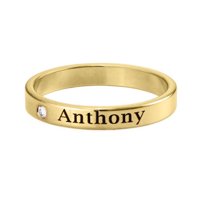 Stackable Name Ring in Gold Plating with Diamond-3 product photo
