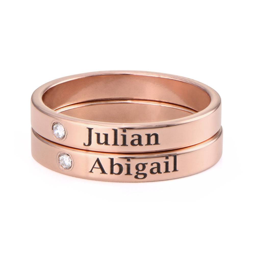 Stackable Name Ring in Rose Gold Plating with Diamond-2 product photo