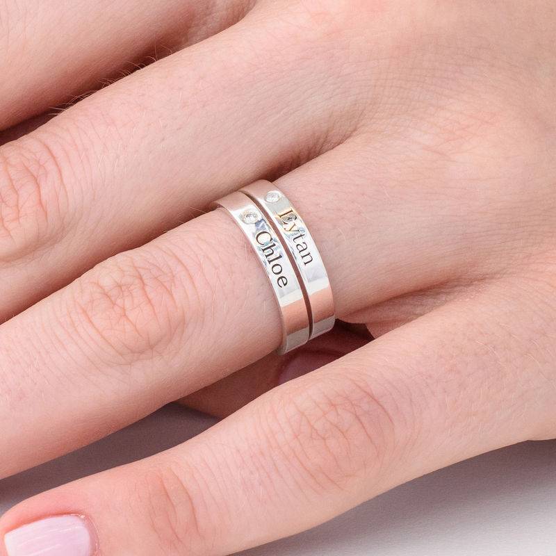 Stackable Name Ring in Silver with Diamond-4 product photo