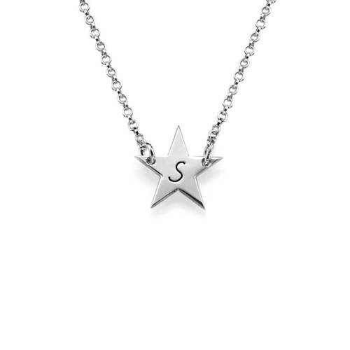 Star Pendant Necklace with Initial in Sterling Silver product photo