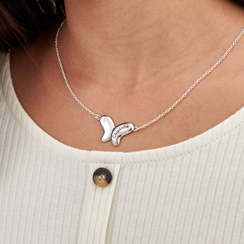 Butterfly Pendant Necklace for Girls in Silver with Cubic Zirconia-2 product photo