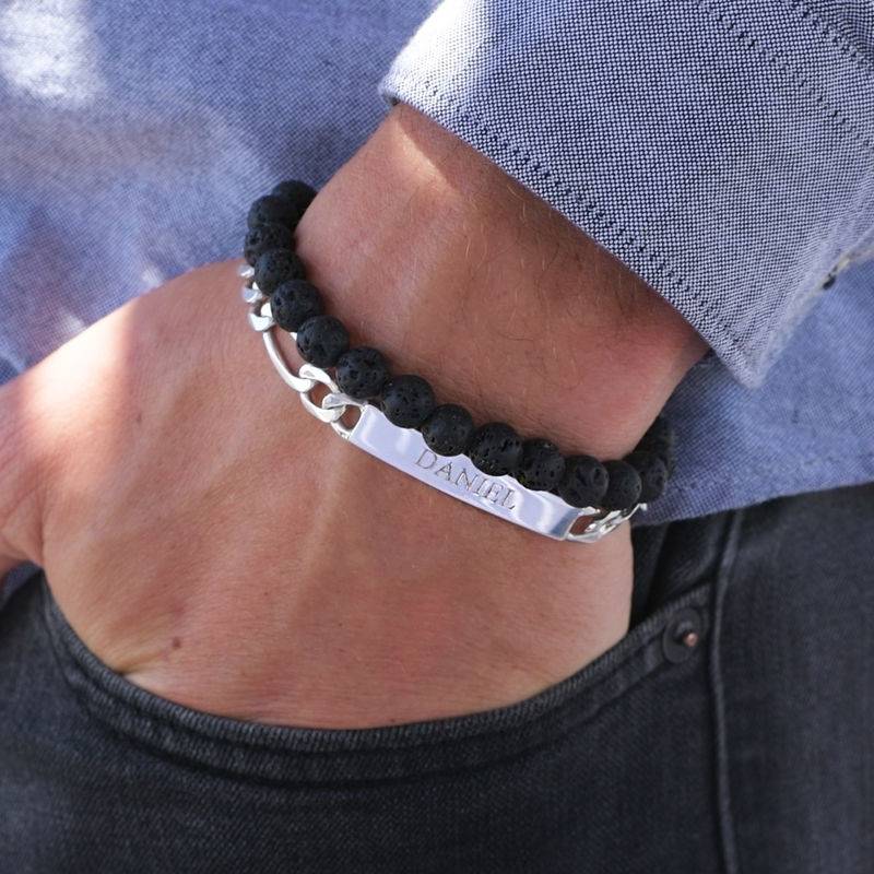 Men's Engraved Bracelet in Sterling Silver-2 product photo