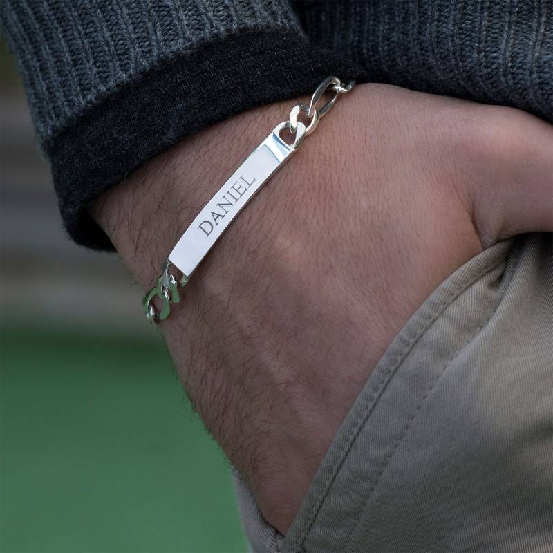 Men's Engraved Bracelet in Sterling Silver-7 product photo
