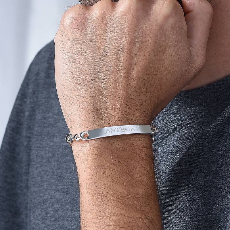 Men's Engraved Bracelet in Sterling Silver-1 product photo