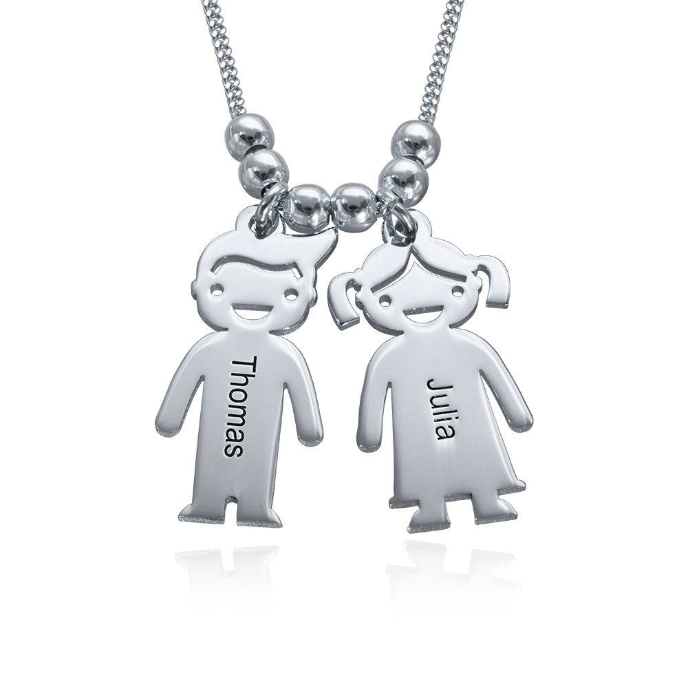 Personalized Kids Charm Necklace for Mom in Sterling Silver-3 product photo