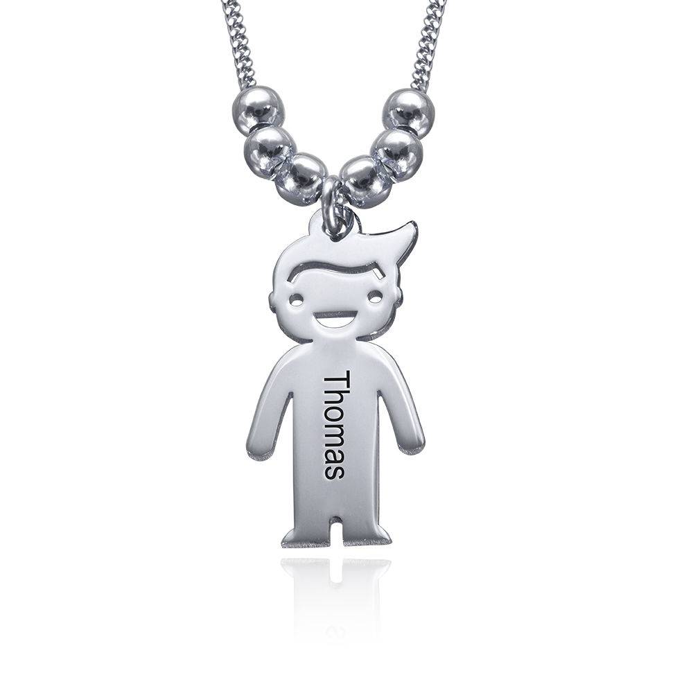 Personalized Kids Charm Necklace for Mom in Sterling Silver-4 product photo