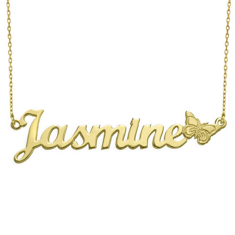 Butterfly Name Necklace in 10K Yellow Gold for Girls-1 product photo