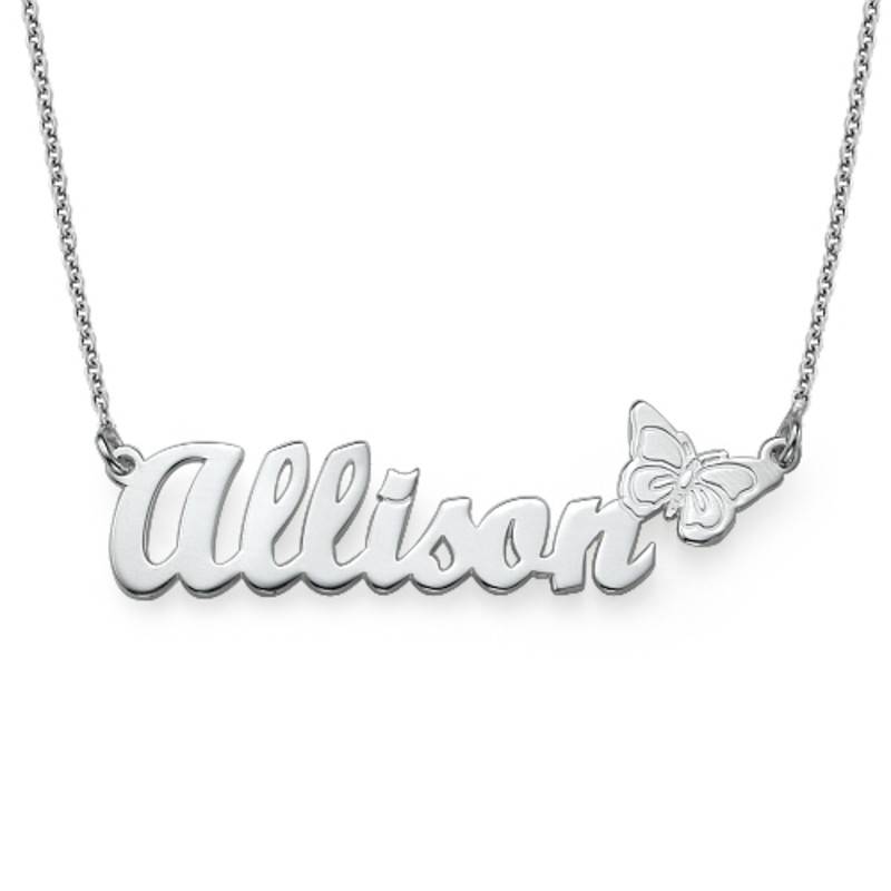 Butterfly Name Necklace in Silver for Girls-2 product photo
