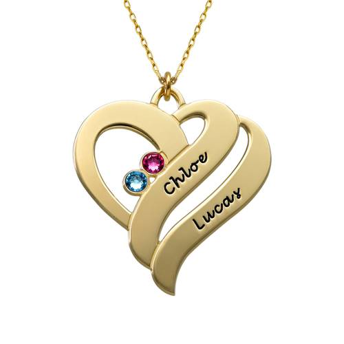 Intertwined Hearts Pendant Necklace with Birthstones in 10K Gold product photo