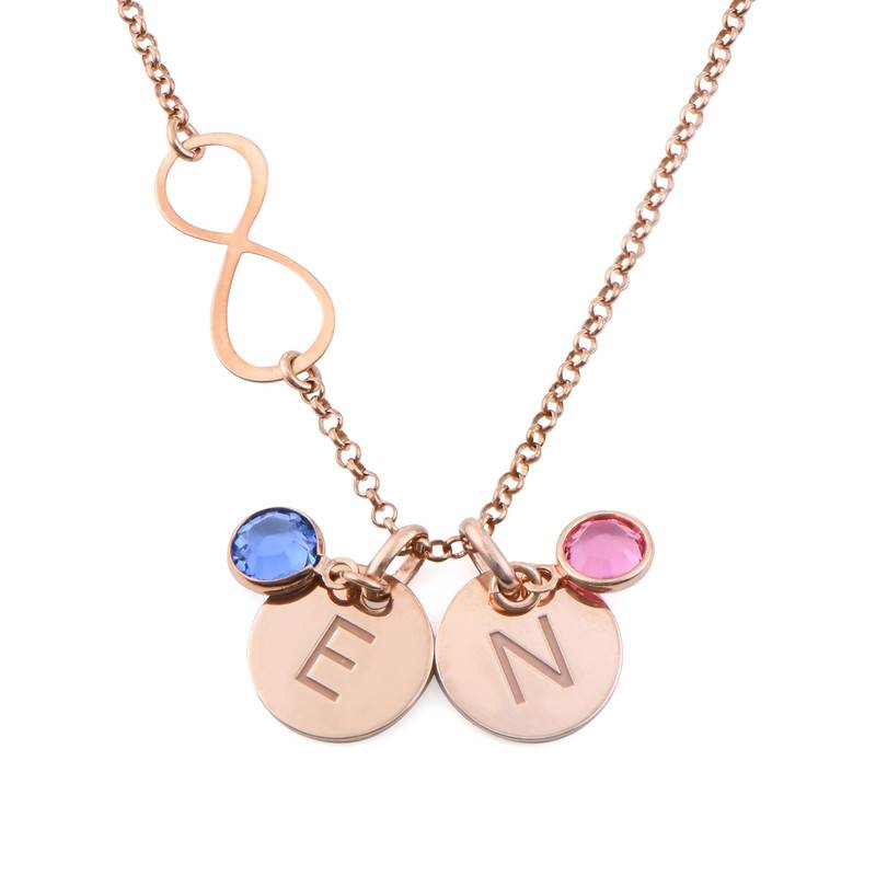 Rose Gold Plated Infinity Necklace with Initial Charms-1 product photo