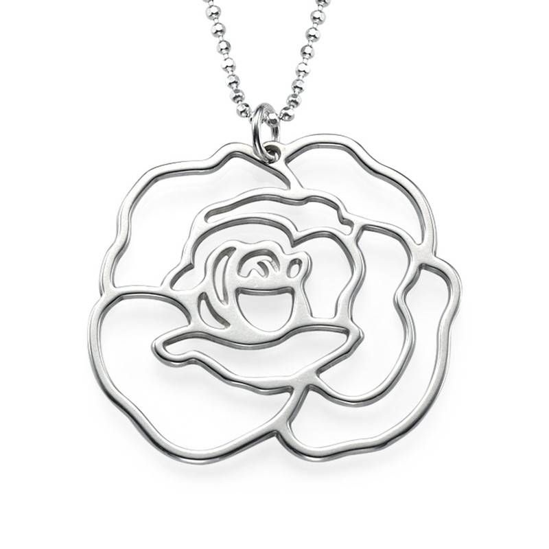 Rose pendant Sterling Silver Necklace-1 product photo