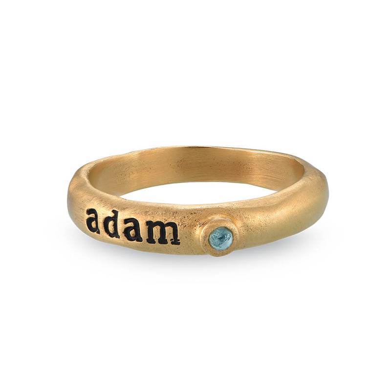 Birthstone Stackable Gold Plated Stamped Ring-4 product photo