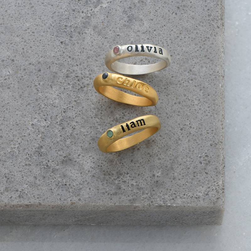 Birthstone Stackable Gold Plated Stamped Ring-2 product photo