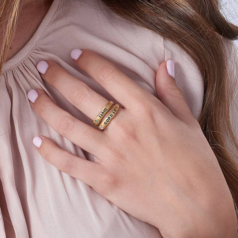 Birthstone Stackable Gold Plated Stamped Ring-5 product photo