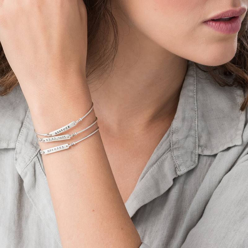 Stackable Wire Bar Bracelet in Sterling Silver-3 product photo