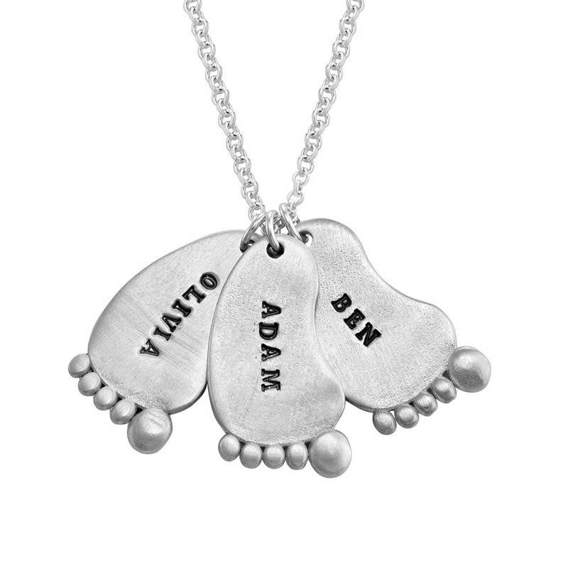 Stamped Baby Feet Necklace in Sterling Silver-1 product photo