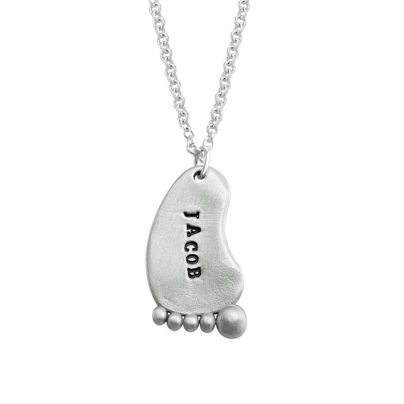 Stamped Baby Feet Necklace in Sterling Silver-2 product photo
