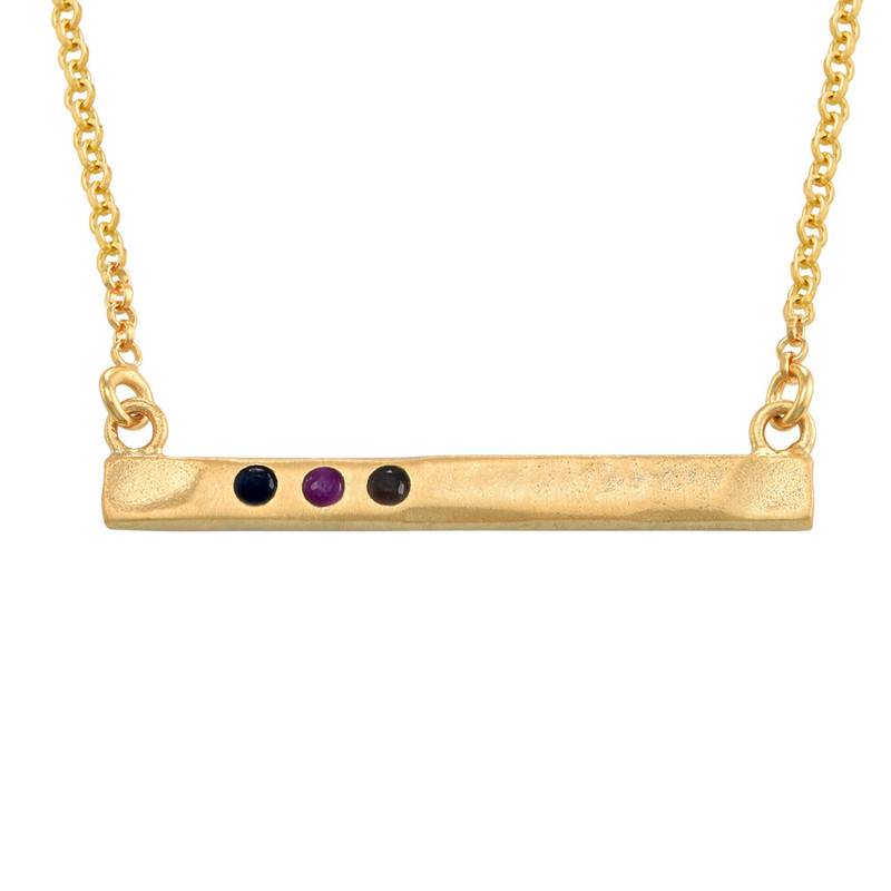 Stamped Bar Gold Plated Necklace With Birthstones-1 product photo