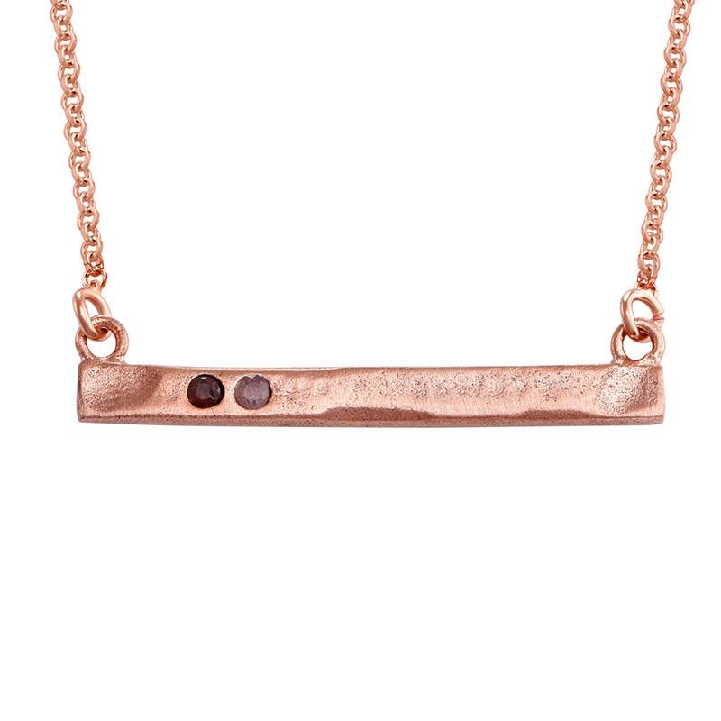 Stamped Bar Rose Gold Plated Necklace With Birthstones-1 product photo
