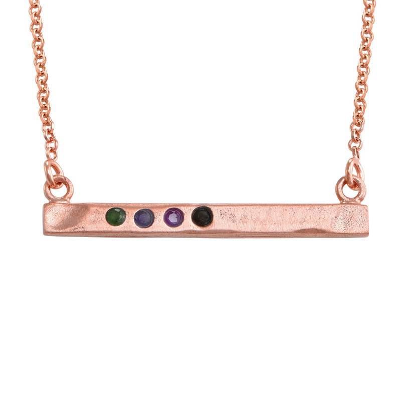 Stamped Bar Rose Gold Plated Necklace With Birthstones-2 product photo