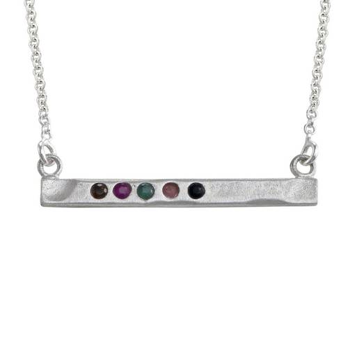 Stamped Bar Sterling Silver Necklace With Birthstones product photo
