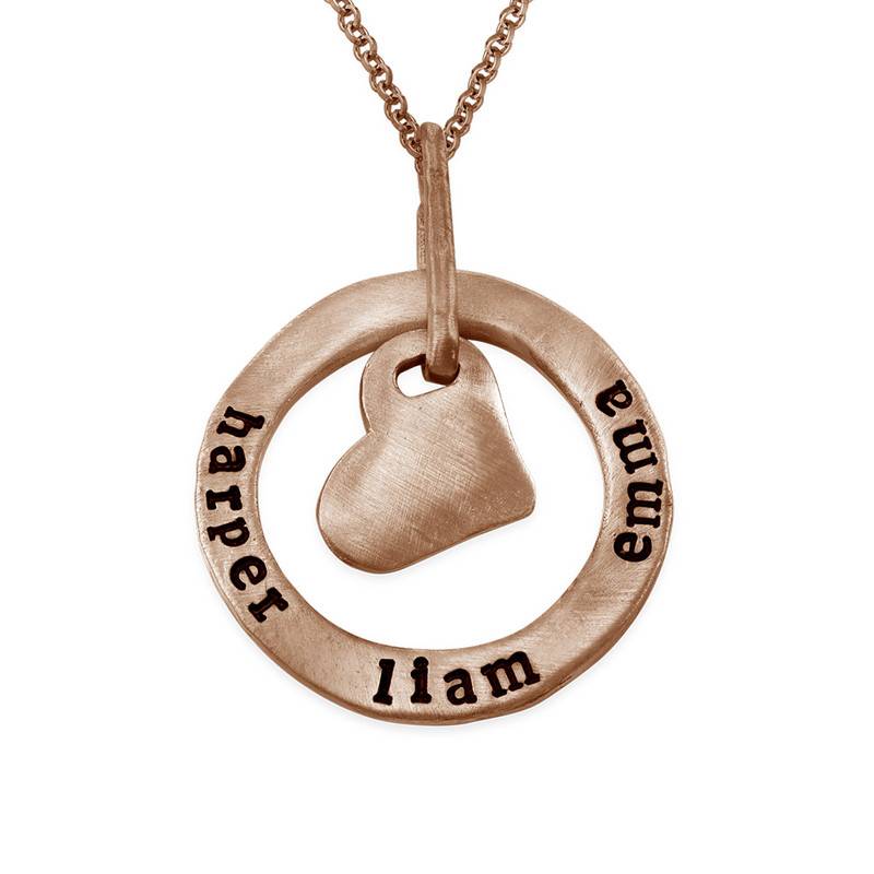 Stamped Circle Heart Pendant Necklace in Rose Gold Plating-1 product photo