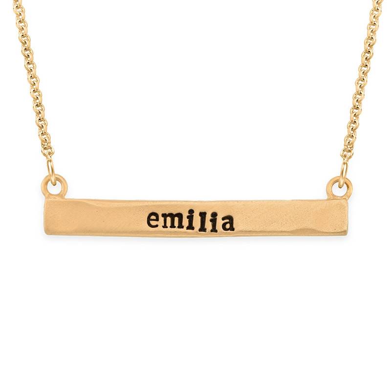 Stamped Horizontal Name Bar Necklace in Gold Plating-1 product photo