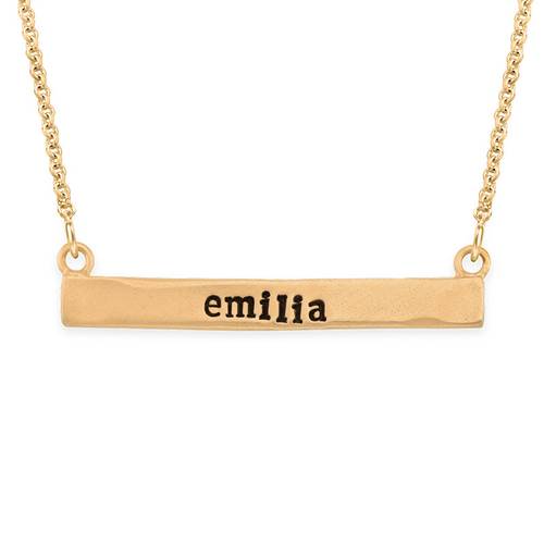 Stamped Horizontal Name Bar Necklace in Gold Plating product photo