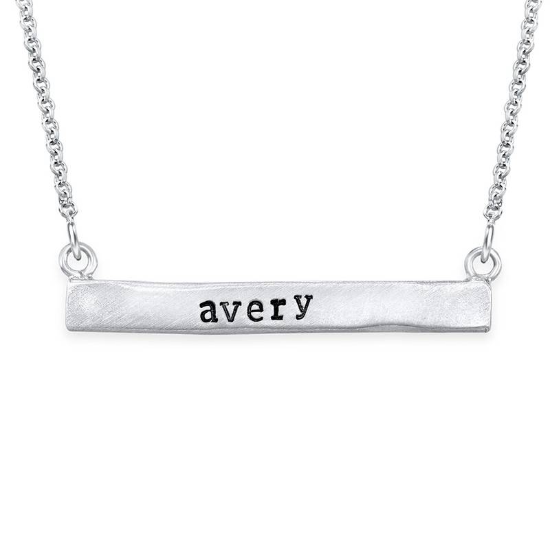 Stamped Horizontal Name Bar Necklace in Silver-1 product photo